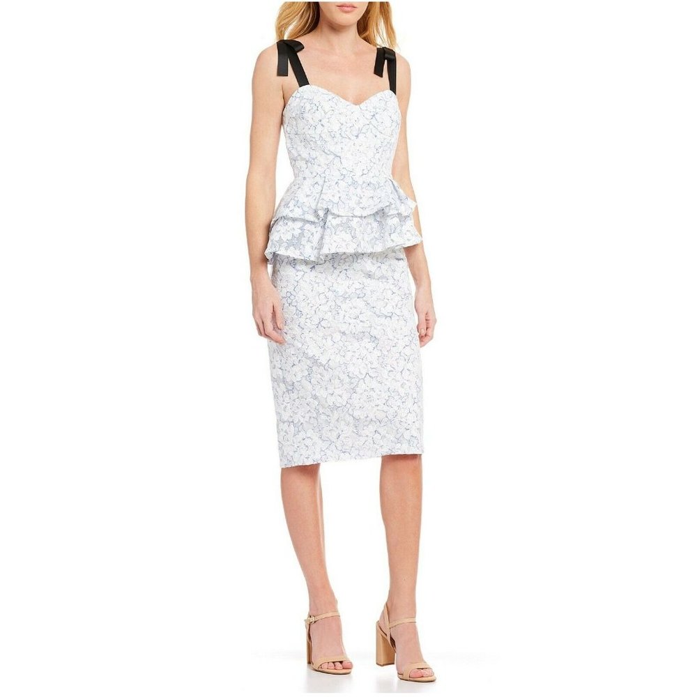 GIANNI BINI Women's Dress Janice Peplum Waist Organza Size 8 - Picture 2 of 14